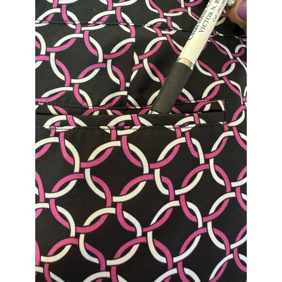 Greg Norman Golf Skort Size 10 Black Pink & White Links Side Zipper Slip Pockets - Picture 3 of 7